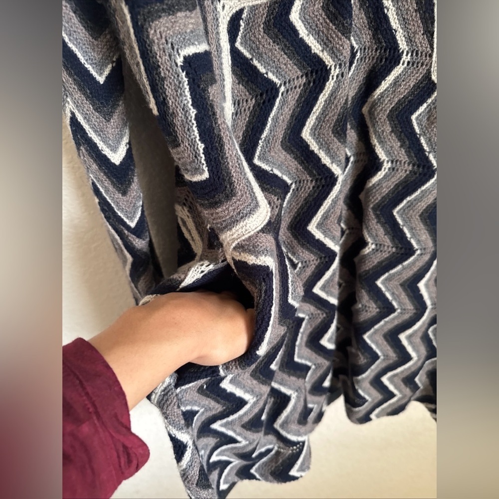 Free People Rhiannon Chevron Wool Blend Bell Sleeve Dress Size Medium - Picture 6 of 12